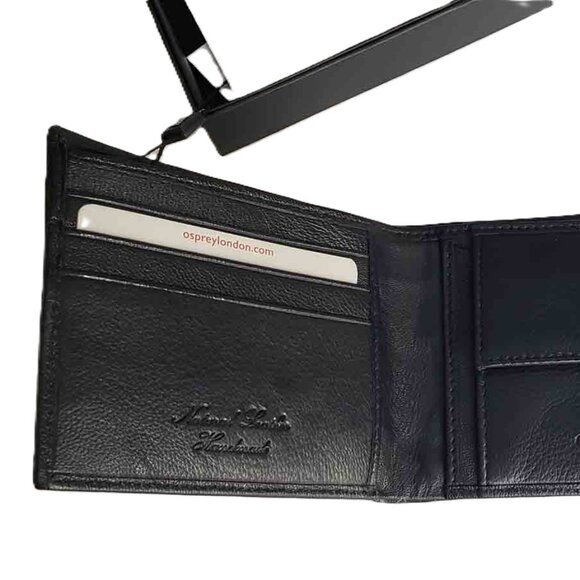 Osprey London Bifold Black Lather Cooper Popper Wallet Men's - Picture 5 of 6